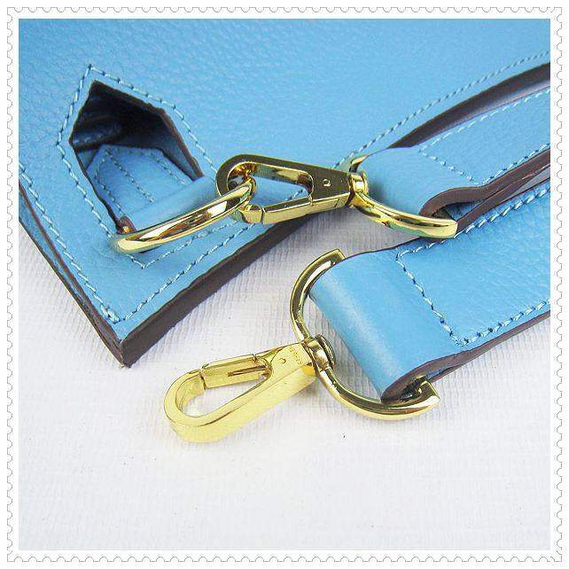 Hermes Jypsiere shoulder bag light blue with gold hardware